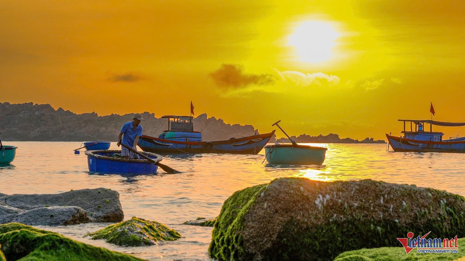 The arc-shaped rocky beach in Quy Nhon becomes a 'green silk strip' attracting tourists to check-in