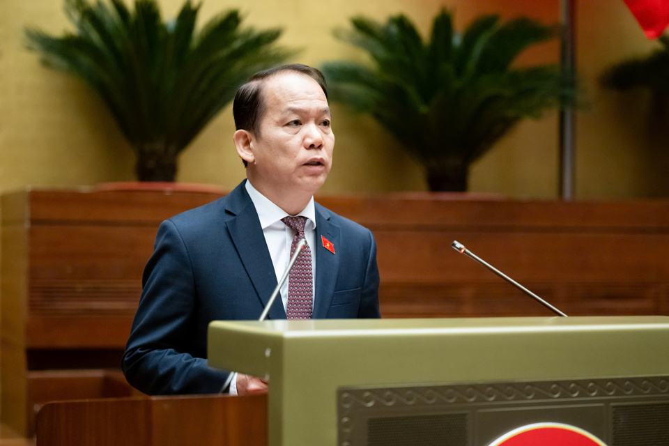 El presidente del Comité Jurídico de la Asamblea Nacional, Hoang Thanh Tung, presenta el informe de inspección. Foto: Quochoi.vn