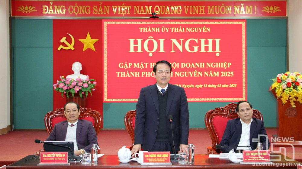 El camarada Duong Van Luong, secretario del Comité Municipal del Partido, habló en la Conferencia.