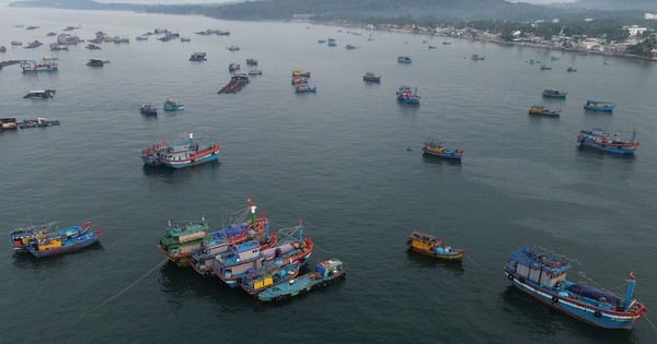 Mañana en el pueblo pesquero en el centro de la ciudad de Phu Quoc