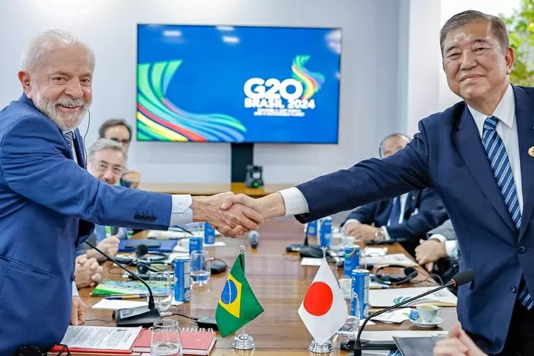 Tổng thống Brazil Luiz Inácio Lula da Silva trong cuộc họp với Thủ tướng Nhật Bản Shigeru Ishiba tại Rio de Janeiro tháng 11/2024.  (Nguồn: PR)