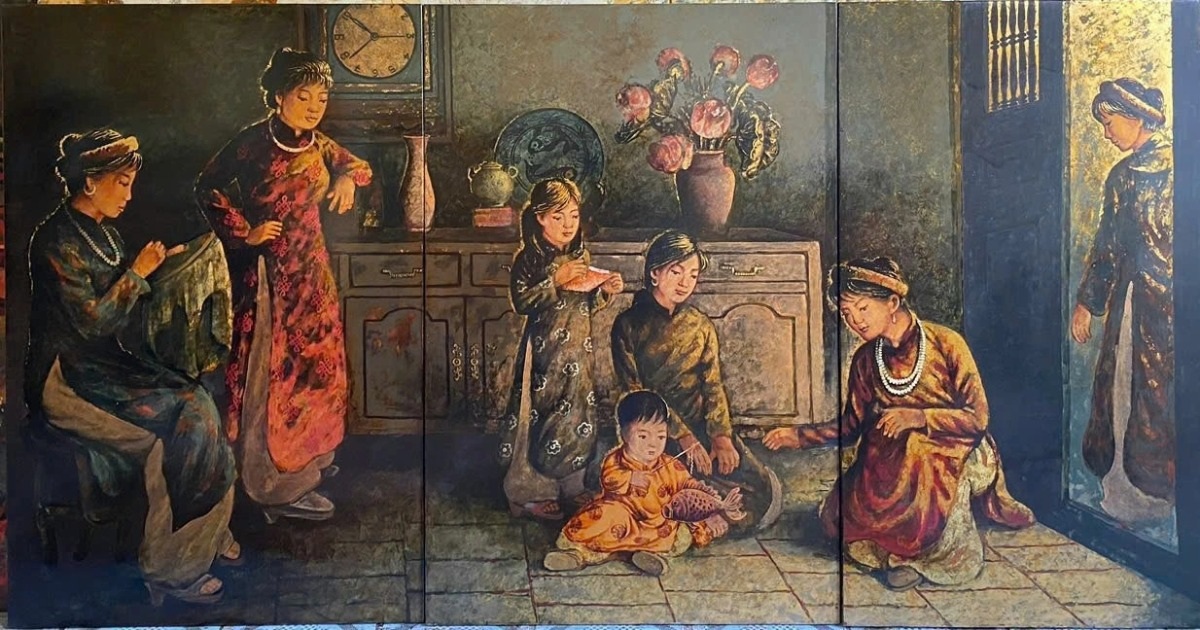 Ancient girls in paintings by artist Nguyen Thanh Hai