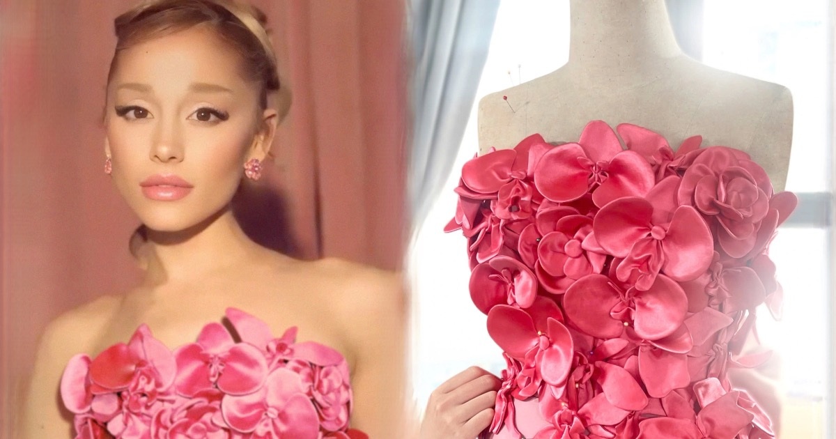 Ariana Grande unexpectedly wears orchid dress by Vietnamese designer