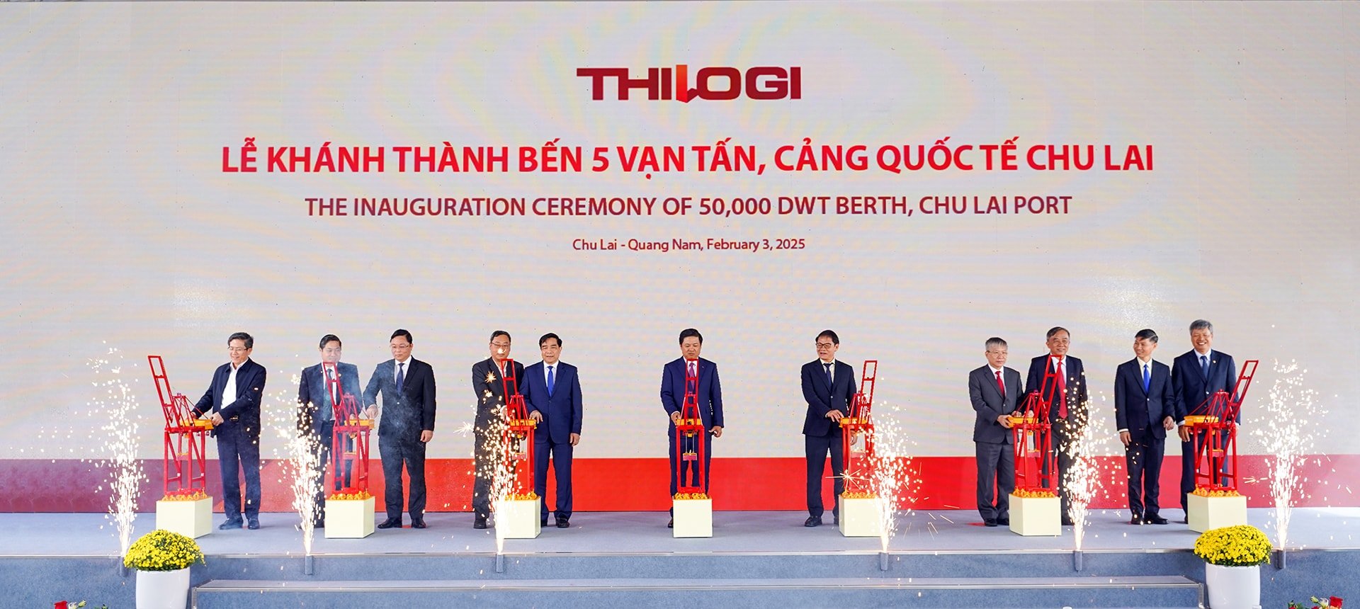 Cérémonie d'inauguration du quai de 50 000 tonnes du port international de Chu Lai et exportation des premières cargaisons de l'année du Serpent 2025