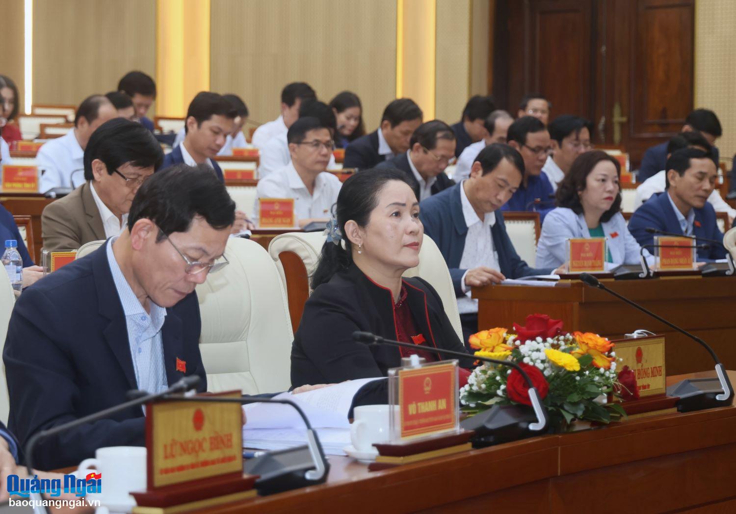 Deputy Secretary of the Provincial Party Committee Dinh Thi Hong Minh and delegates attending the meeting.