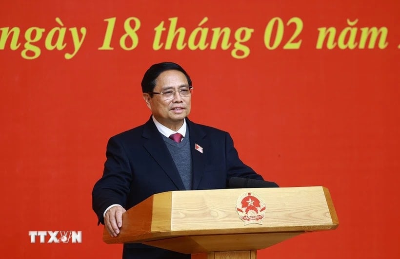 Prime Minister Pham Minh Chinh chairs a conference to implement the National Assembly's Resolution on the Government's organizational structure. (Photo: Duong Giang/VNA)