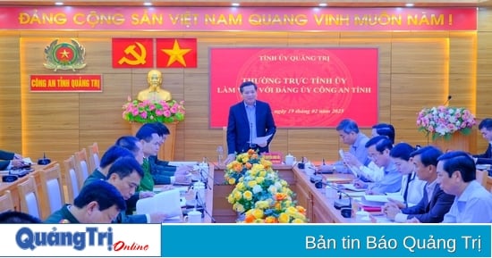 Thường trực Tỉnh ủy làm việc với Đảng ủy Công an tỉnh