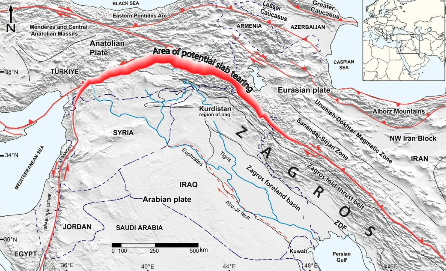 a long Mediterranean sea that is separated from the topographical regions 1