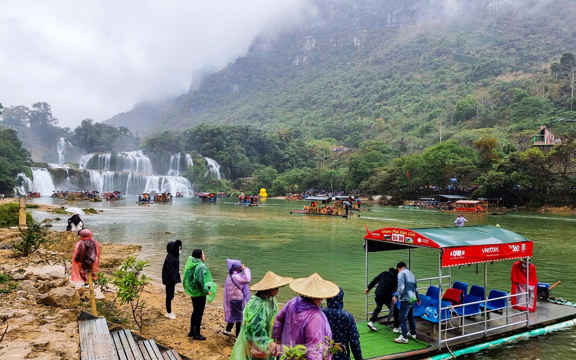 Des milliers de personnes visitent la cascade de Ban Gioc au début du printemps, photo 2