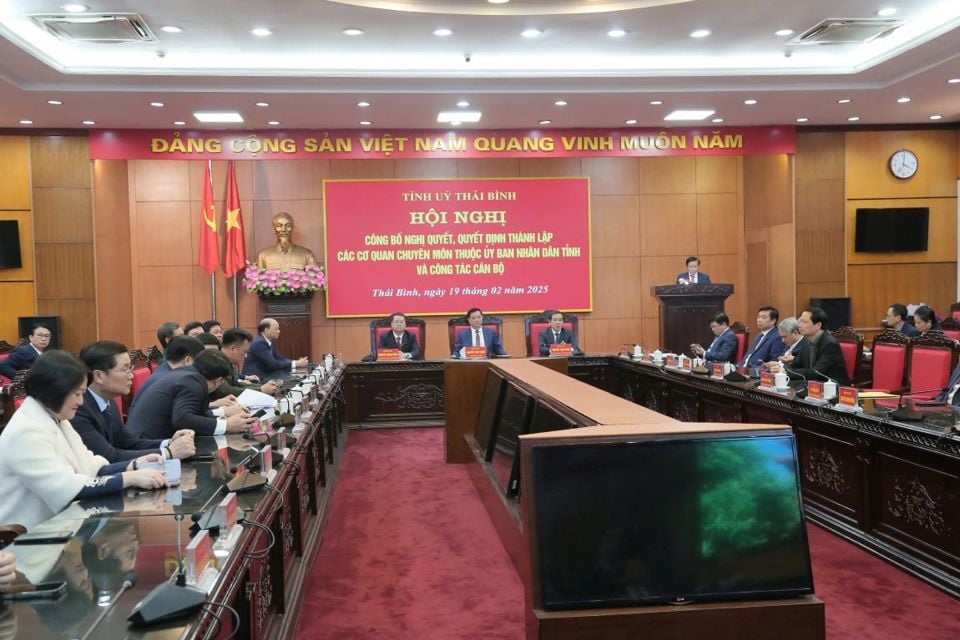 Delegates attending the conference announced the resolution and decision on the establishment of 5 specialized agencies under the Provincial People's Committee and personnel work. Photo: Nam Hong