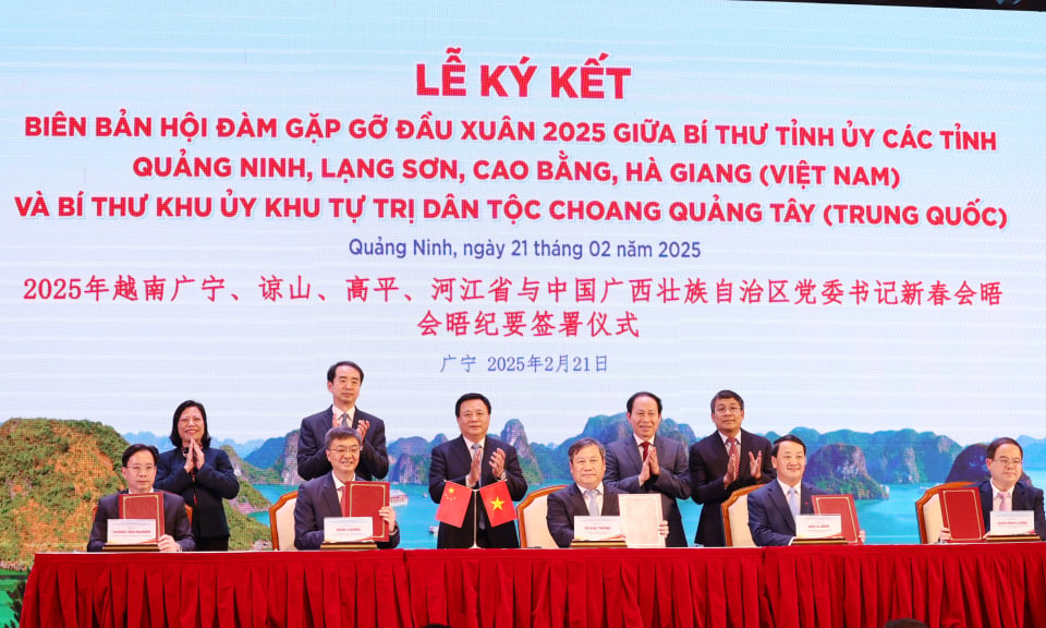 Early Spring Meeting Program 2025 between the Secretaries of the Provincial Party Committees of Quang Ninh, Lang Son, Cao Bang, Ha Giang (Vietnam) and the Secretary of the Party Committee of the Guangxi Zhuang Autonomous Region (China)