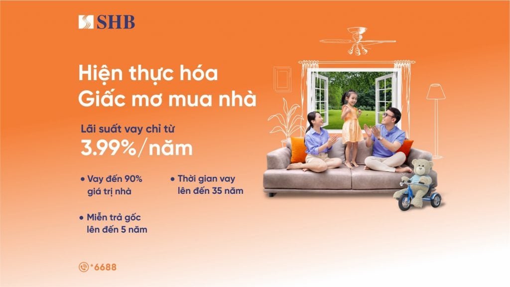 Good news for young people when borrowing to buy a house, SHB launches a loan package with interest rates starting from only 3.99%/year