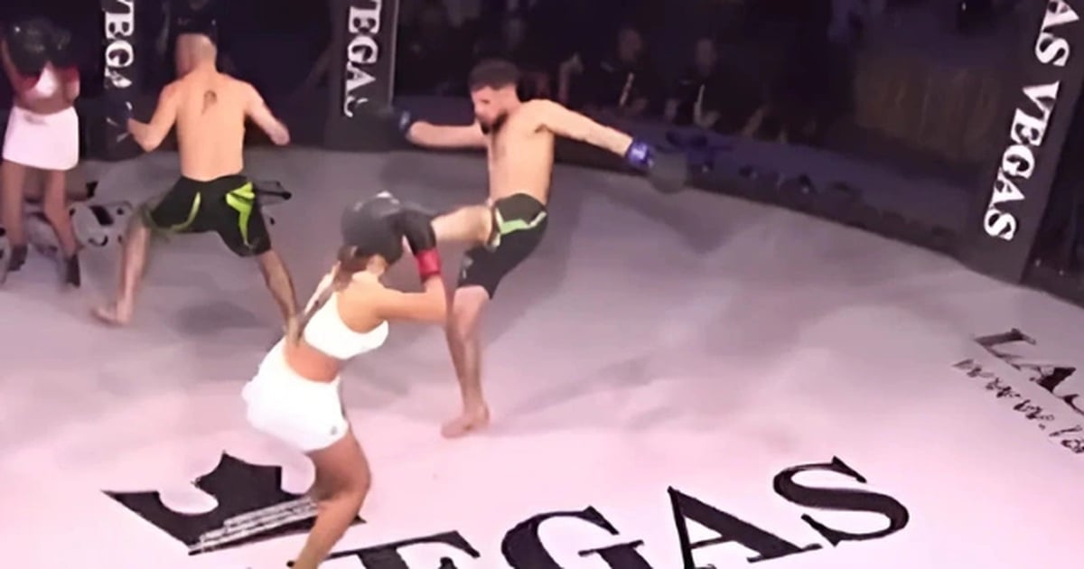 Extraño combate de artes marciales mixtas: un luchador masculino vence a una modelo femenina