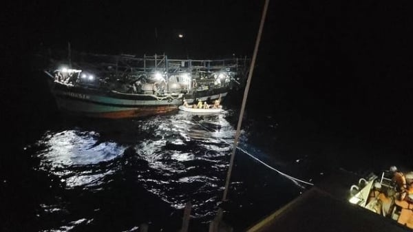 Continúan las labores de búsqueda de dos pescadores que cayeron al mar y desaparecieron en Binh Dinh