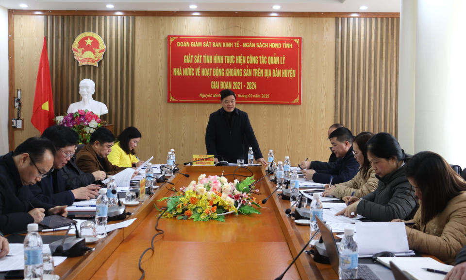 Le Comité économique et budgétaire du Conseil populaire provincial supervise la mise en œuvre de la gestion étatique des activités minières dans le district de Nguyen Binh.