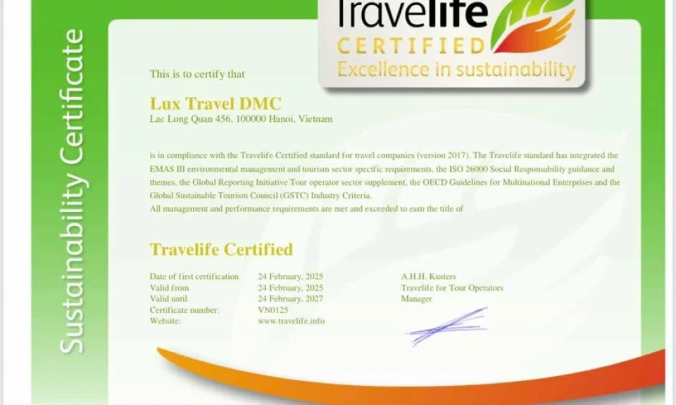 Le Vietnam est la première agence de voyages de luxe à obtenir la certification de tourisme durable