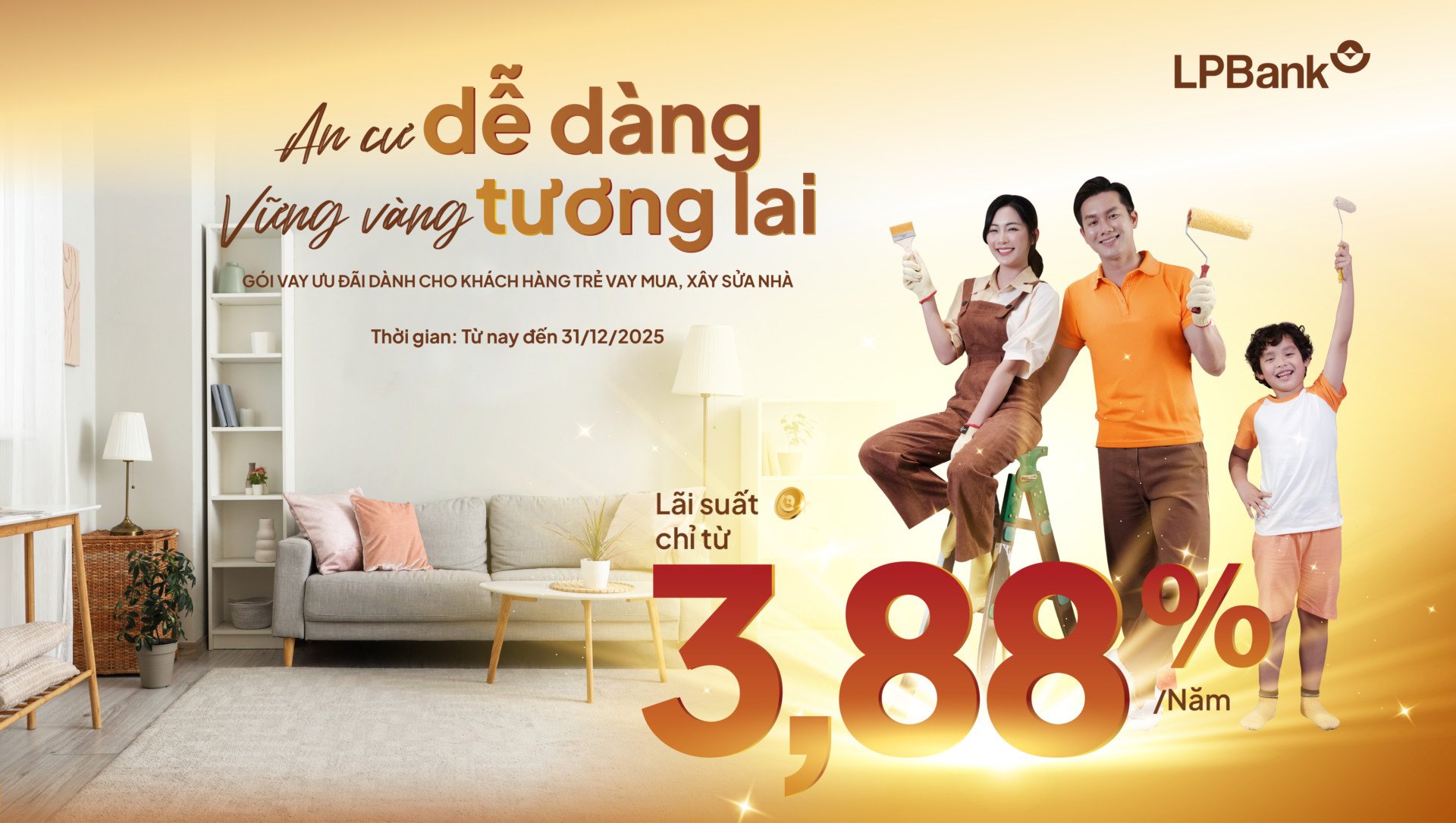 LPBank เปิดตัวแพ็กเกจสินเชื่อเริ่มต้นเพียง 3.88% ช่วยเหลือลูกค้ากลุ่มคนรุ่นใหม่ “ตั้งหลักปักฐาน อนาคตมั่นคง”