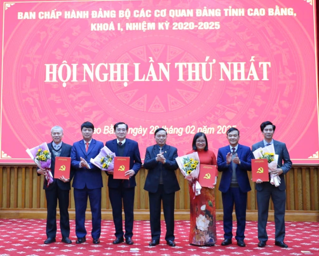 Ban Thường vụ Đảng ủy trao quyết định cho đại diện các cơ quan tham mưu, giúp việc Đảng ủy.