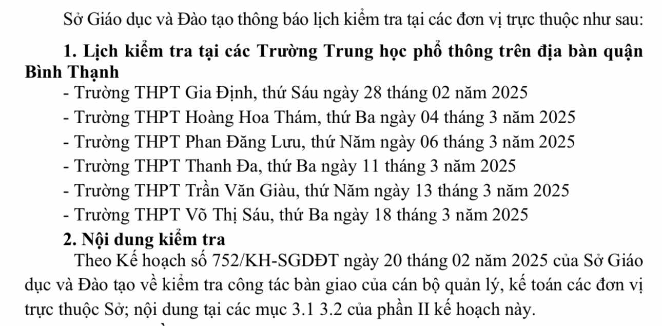 TP.HCM kiểm tra tài chính, nhân sự hàng loạt trường THPT - Ảnh 1.