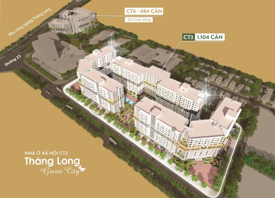 김충 신도시 지역(동안) CT3 및 CT4 구획의 Thang Long Green City 사회주택 프로젝트 개요