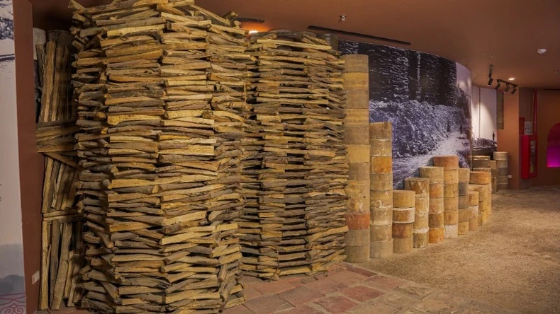 The materials needed for the kiln are displayed at the museum.