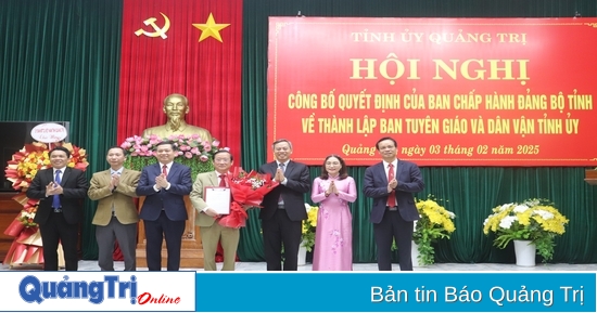 Công bố quyết định thành lập Ban Tuyên giáo và Dân vận Tỉnh ủy Quảng Trị