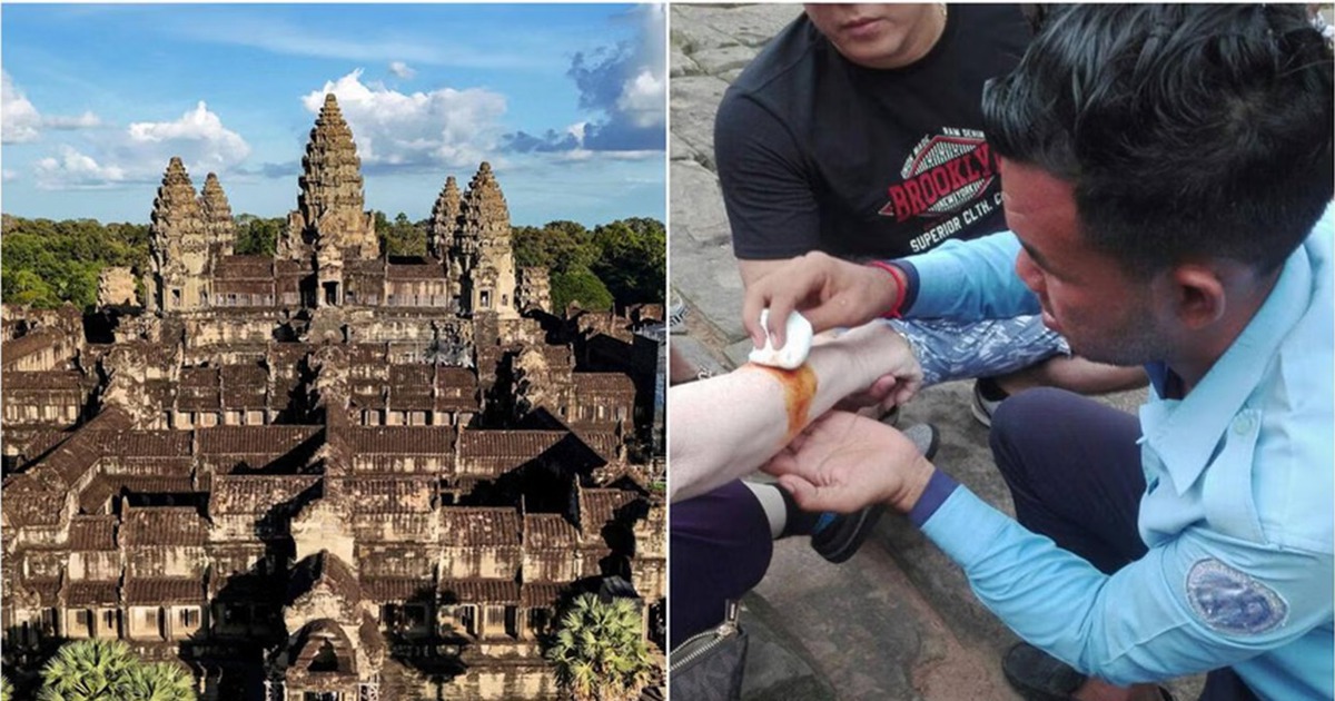 Hinter der Geschichte der Affen, die Touristen im Tempel Angkor Wat angreifen