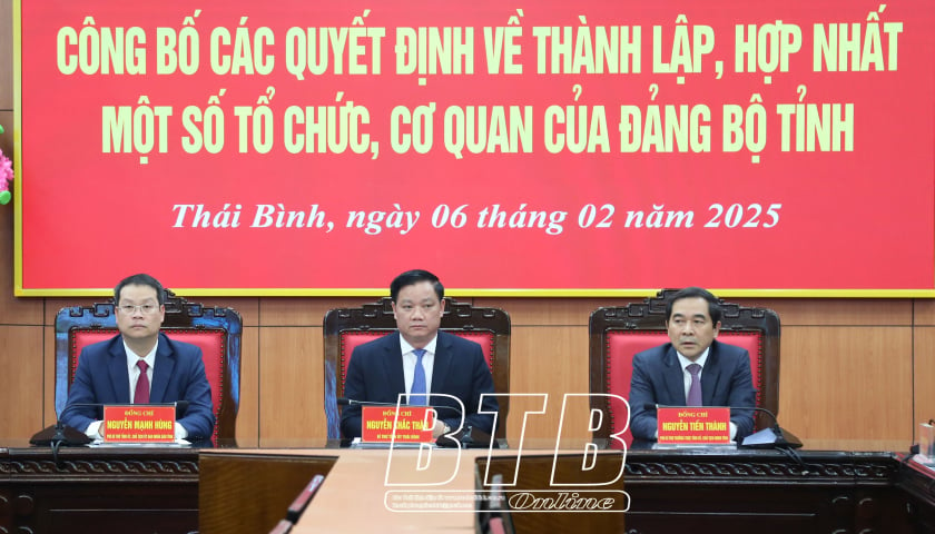 Công bố các quyết định về thành lập 2 đảng bộ trực thuộc, hợp nhất Ban Tuyên giáo Tỉnh ủy và Ban Dân vận Tỉnh ủy