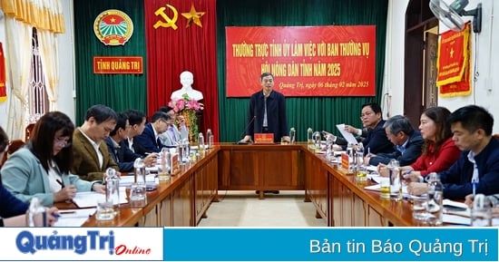 Thường trực Tỉnh ủy làm việc với Ban Thường vụ Hội Nông dân tỉnh