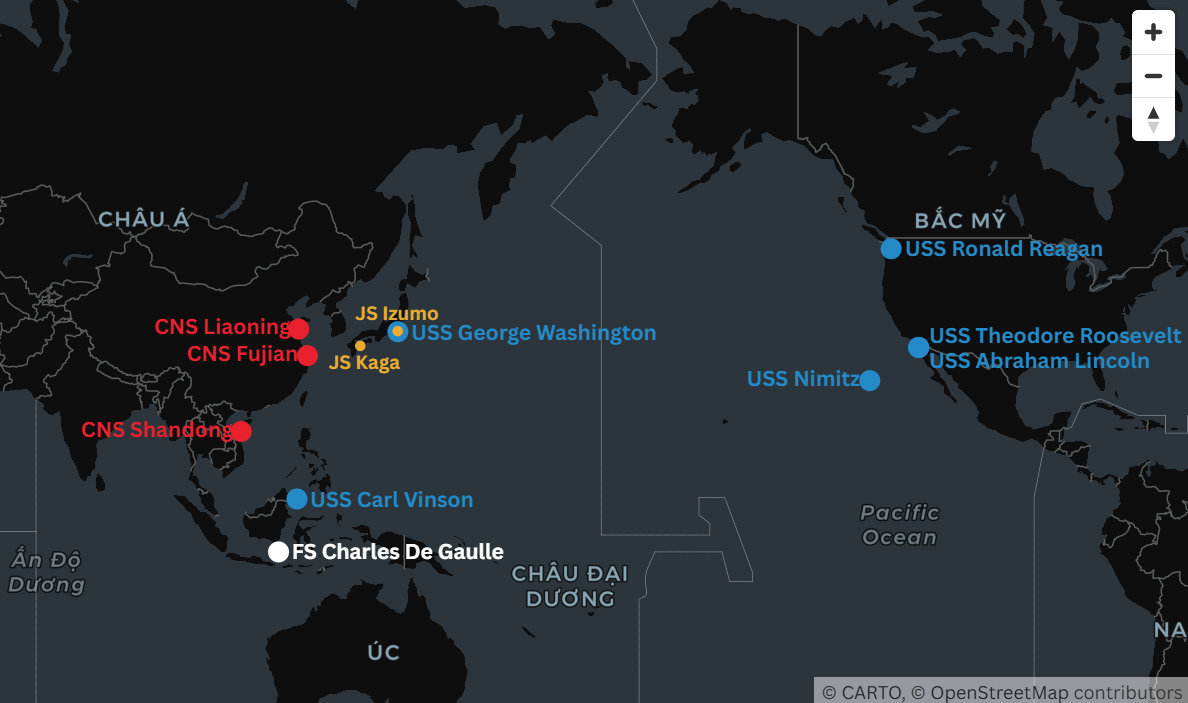 Tàu sân bay Mỹ, Trung Quốc đang ở đâu trong khu vực châu Á-Thái Bình Dương?- Ảnh 1.