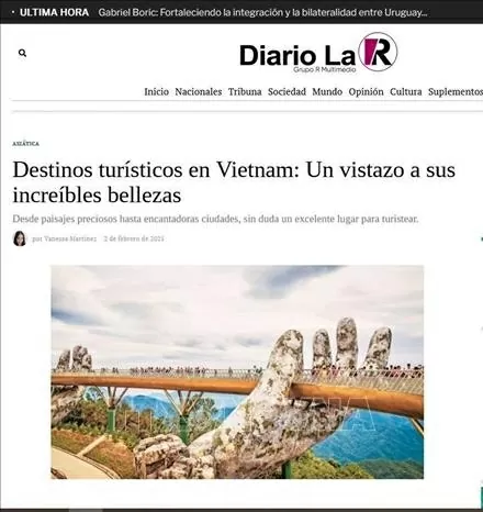 Tờ Diario LaR của Uruguay đăng bài viết giới thiệu về du lịch Việt Nam. Ảnh: Diệu Hương - PV TTXVN tại Argentina