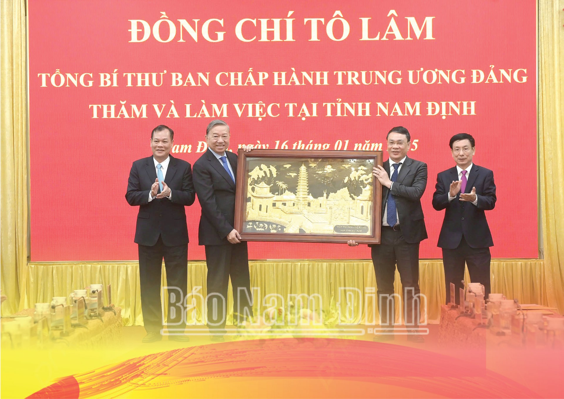 “Nam Dinh province needs to focus on leading and directing the effective implementation of Directive No. 35 of the Politburo on organizing party congresses at all levels, especially the 21st Provincial Party Congress towards the 14th National Party Congress.”- General Secretary To Lam