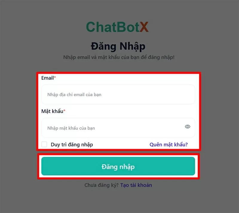 Truy cập vào trang chủ của ChatBotX