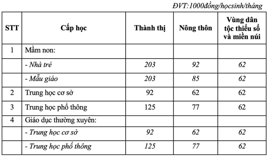 Phụ huynh đang phải đóng học phí Mầm non đến hết THPT công lập hiện nay là bao nhiêu? - Ảnh 2.