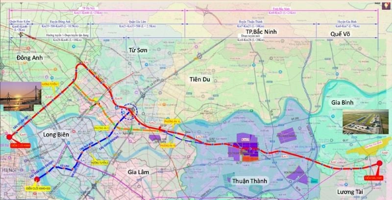 Proposed route of the road connecting Gia Binh airport with Hanoi capital.