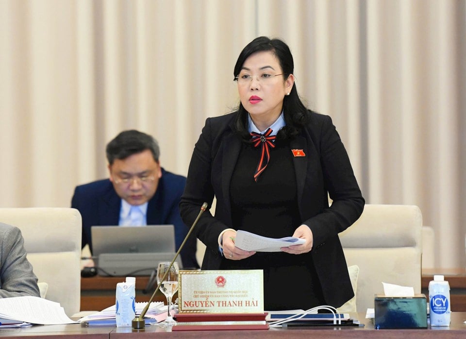 El presidente del Comité de Asuntos de la Delegación de la Asamblea Nacional, Nguyen Thanh Hai, habló en el debate. Foto: Quochoi.vn