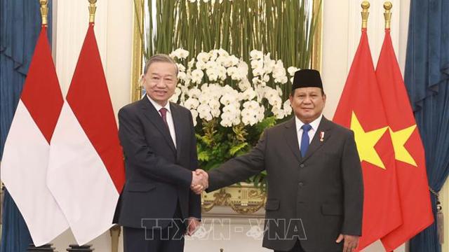 Le secrétaire général To Lam s'entretient avec le président indonésien Prabowo Subianto