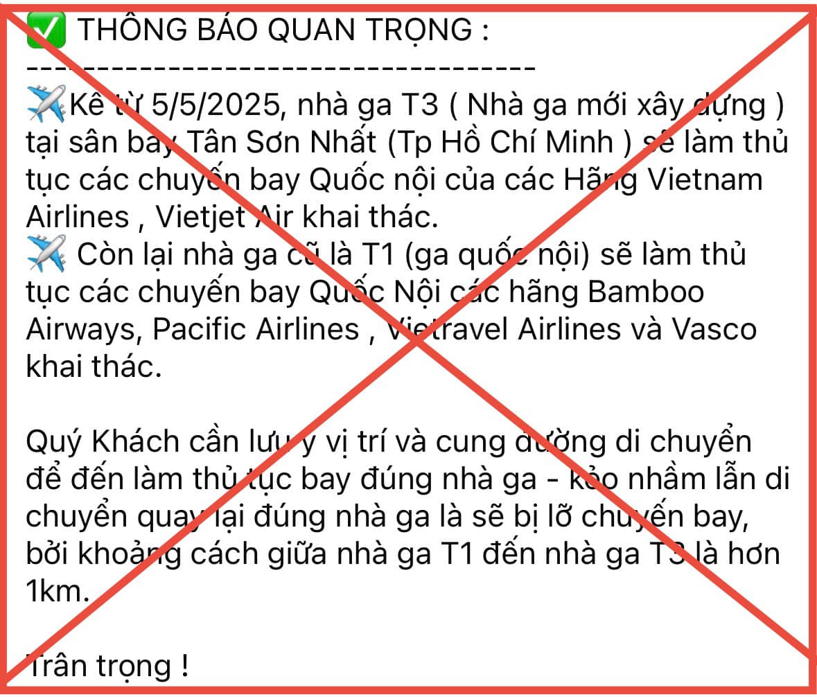 Tân Sơn Nhất bác tin đồn nhà ga T3 hoạt động 5-5-2025 - Ảnh 1.