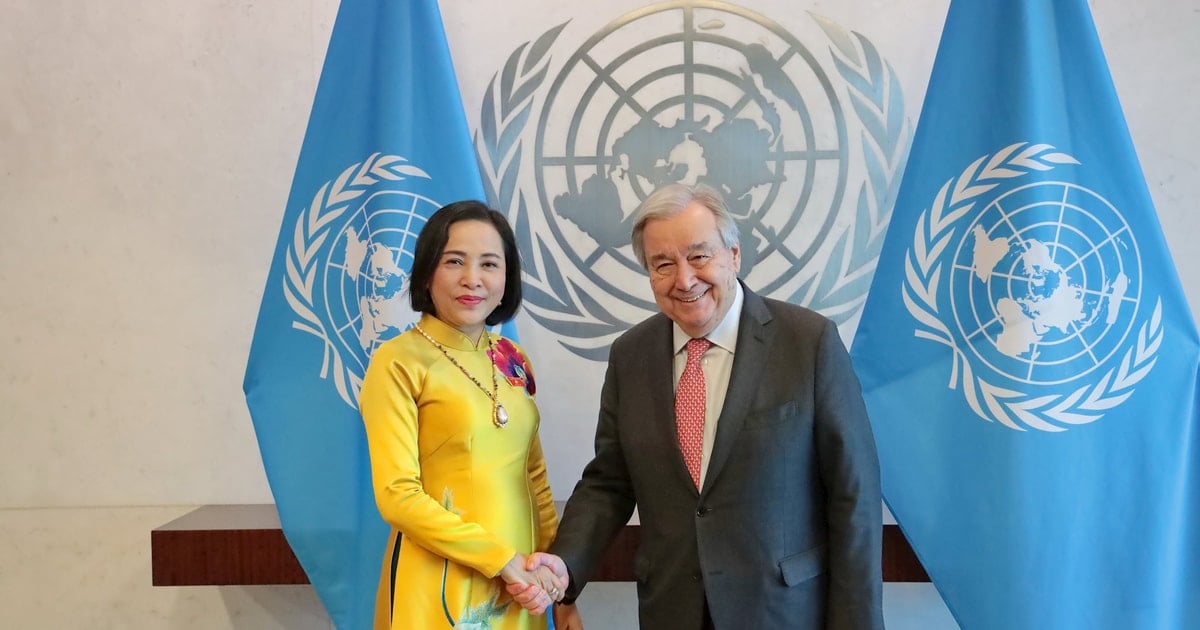 La vicepresidenta de la Asamblea Nacional, Nguyen Thi Thanh, se reúne con el Secretario General de las Naciones Unidas