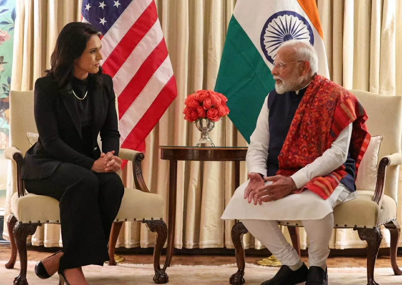 Thủ tướng Ấn Độ Narendra Modi gặp Giám đốc Tình báo quốc gia Mỹ Tulsi Gabbard tại Washington D.C ngatf 13/2/2025. (Nguồn: PTI)