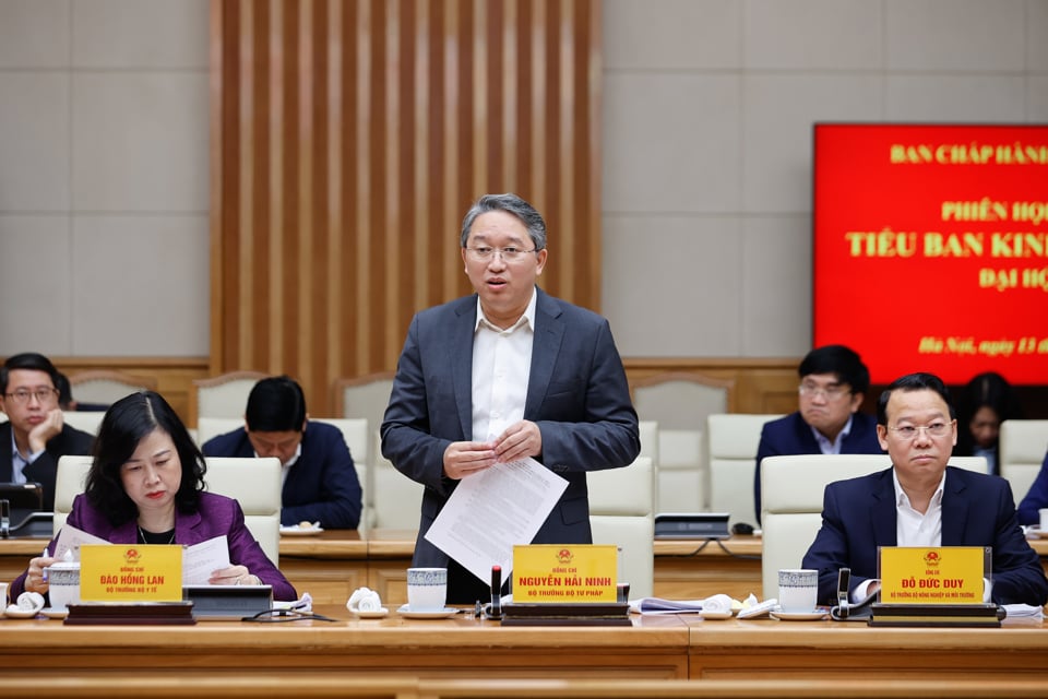 El ministro de Justicia, Nguyen Hai Ninh, habla en la reunión - Foto: VGP/Nhat Bac