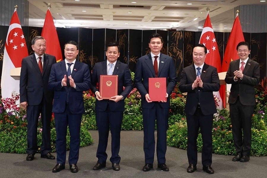 Awarding investment policy decision for VSIP Nam Dinh project in Singapore