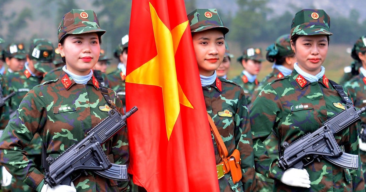 General Nguyen Tan Cuong inspizierte die Soldaten bei der Parade und führte sie persönlich an.