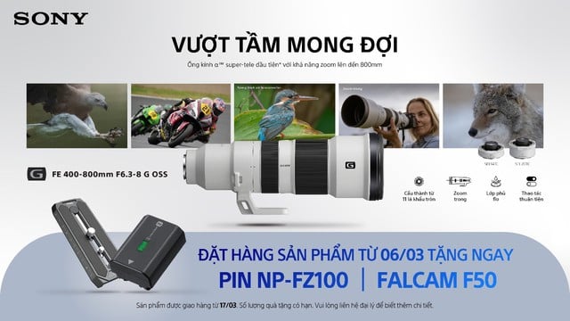 Sony ra mắt bộ đôi ống kính FE 16mm F1.8 G và FE 400-800mm F6.3-8 G OSS- Ảnh 1.