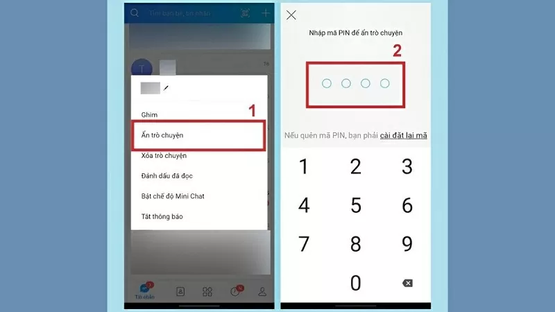 Nhấn vào Ẩn trò chuyện và Đặt mã PIN