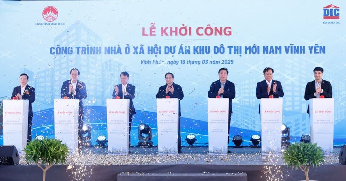 El Primer Ministro presiona el botón para iniciar la construcción de un proyecto de vivienda social de 7 billones de VND en Vinh Phuc