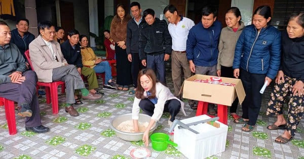 เกษตรกรในชุมชนแห่งหนึ่งในจังหวัดเหงะอานเรียนรู้วิธีเปลี่ยนขยะให้เป็นวัสดุรองพื้นชีวภาพและเลี้ยงหนอนแคลเซียม