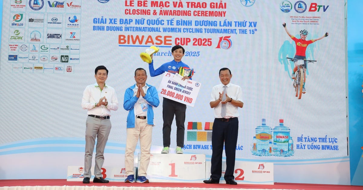 Nguyen Thi That won the green jersey at the Binh Duong International Women's Cycling Tournament