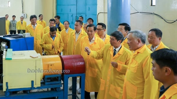 Permanent Deputy Prime Minister Nguyen Hoa Binh works with the Nuclear Research Institute