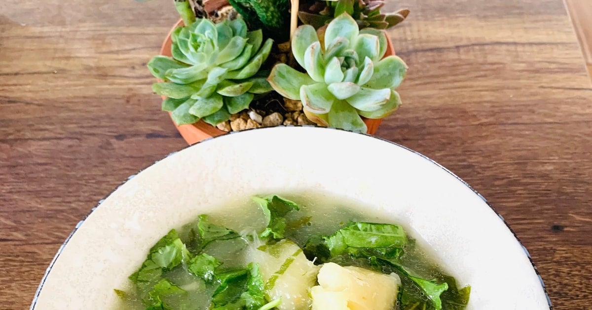 Rustic cassava and betel leaf soup